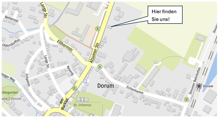 Lageplan: Anfahrt zum Ingenieurbüro Ruth in Dorum, Alsumer Straße 32